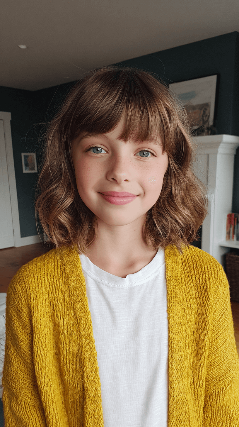 Charming Soft Curly Bob with Fringed Bangs