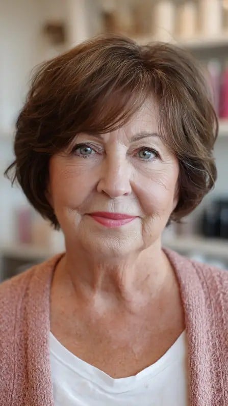 Charming Textured Brown Bob with Soft Volume