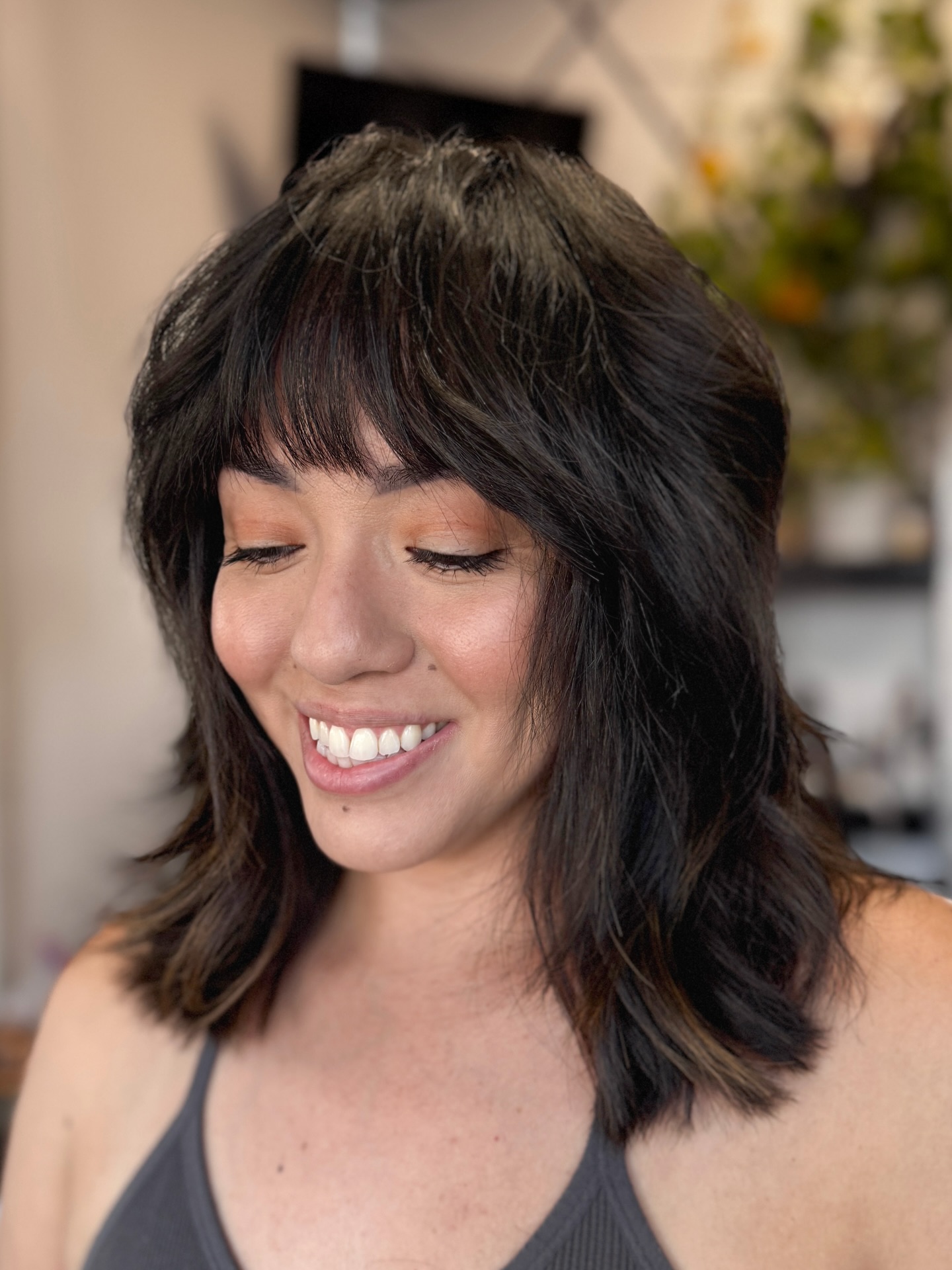 Chic Layered Cut with Textured Bangs