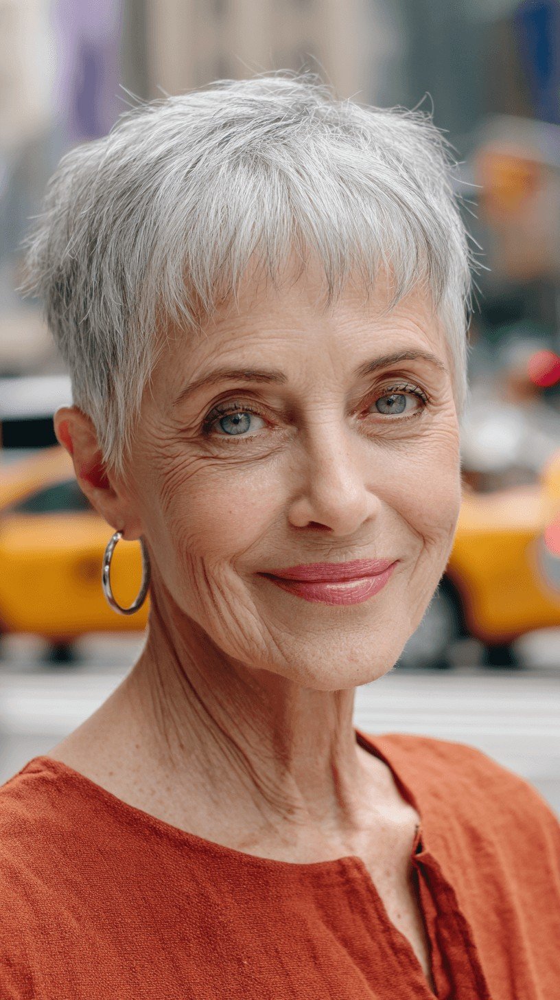 Chic Short Silver Pixie with Soft Edges