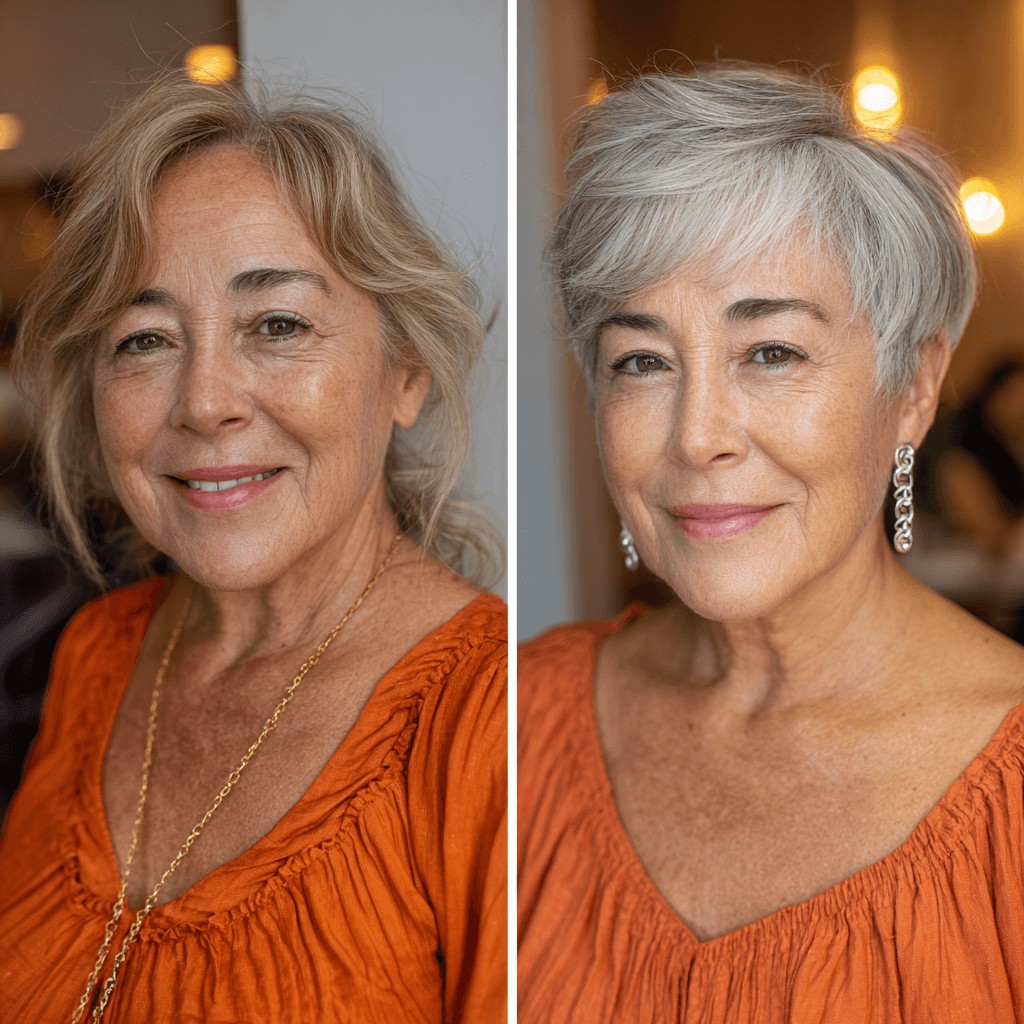 Chic Short Silver Pixie with Soft Textured Layers