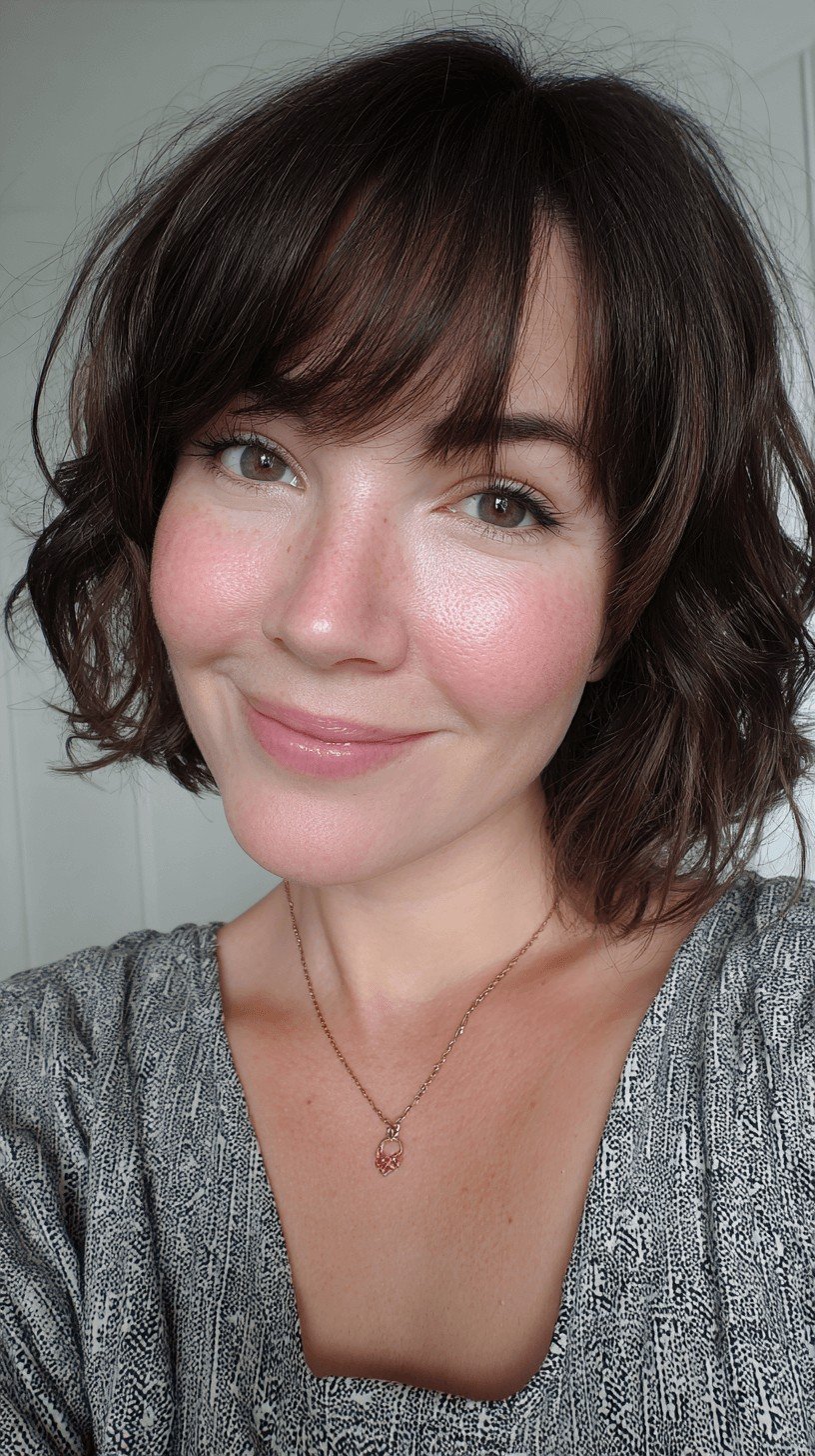 Chic Textured Bob with Soft Waves and Fringe