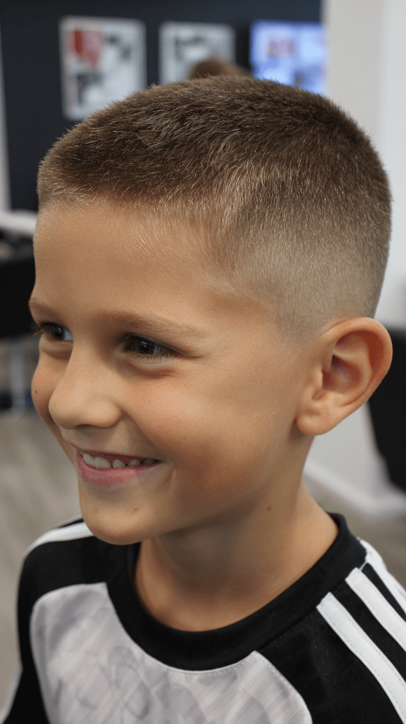 Chic Textured Buzz Cut with Faded Sides