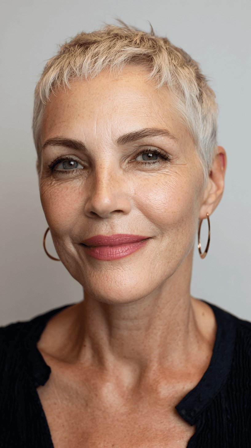 Chic Textured Short Silver Pixie with Edgy Fringe
