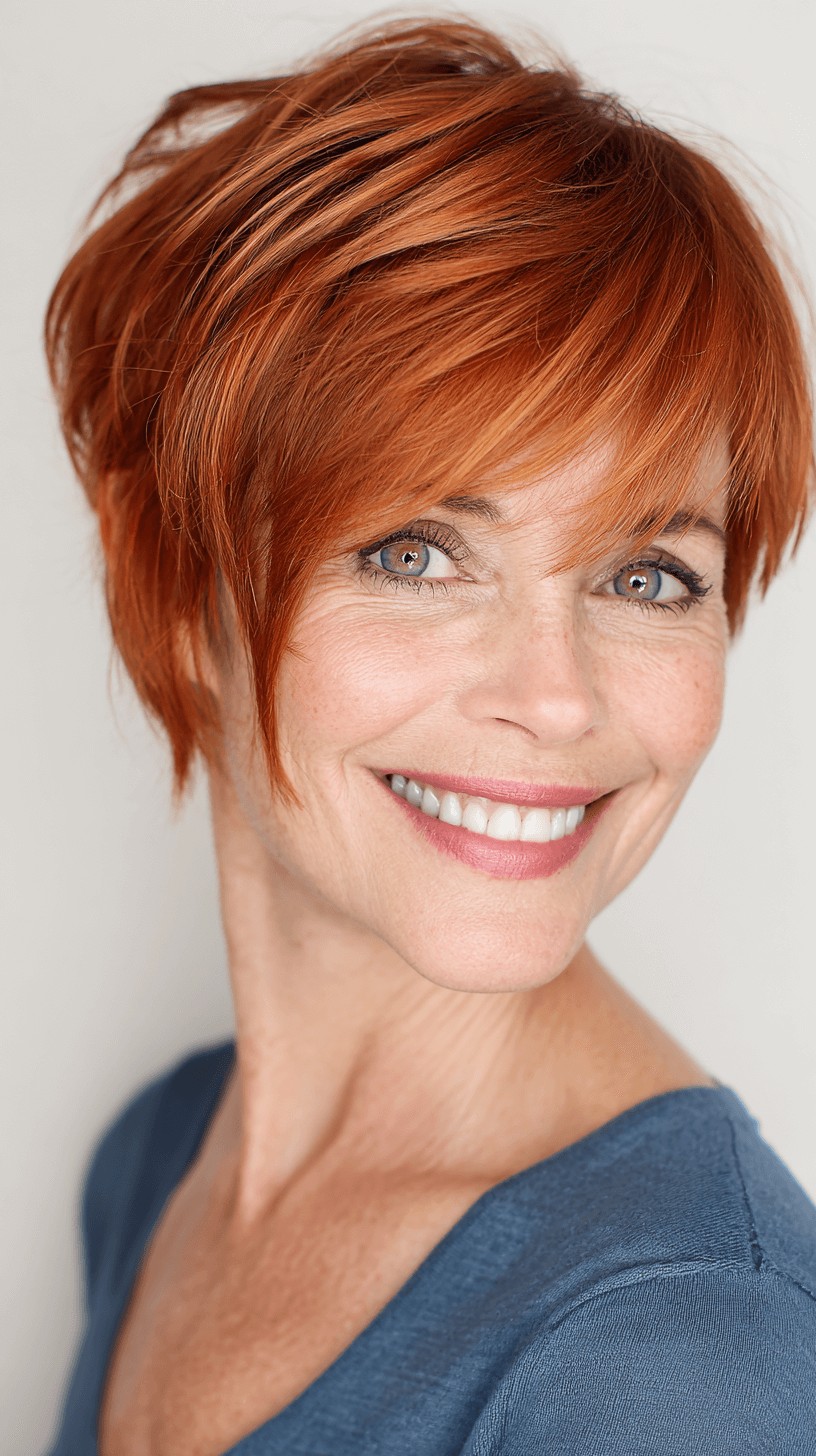 Dynamic Copper Textured Pixie with Soft Layers