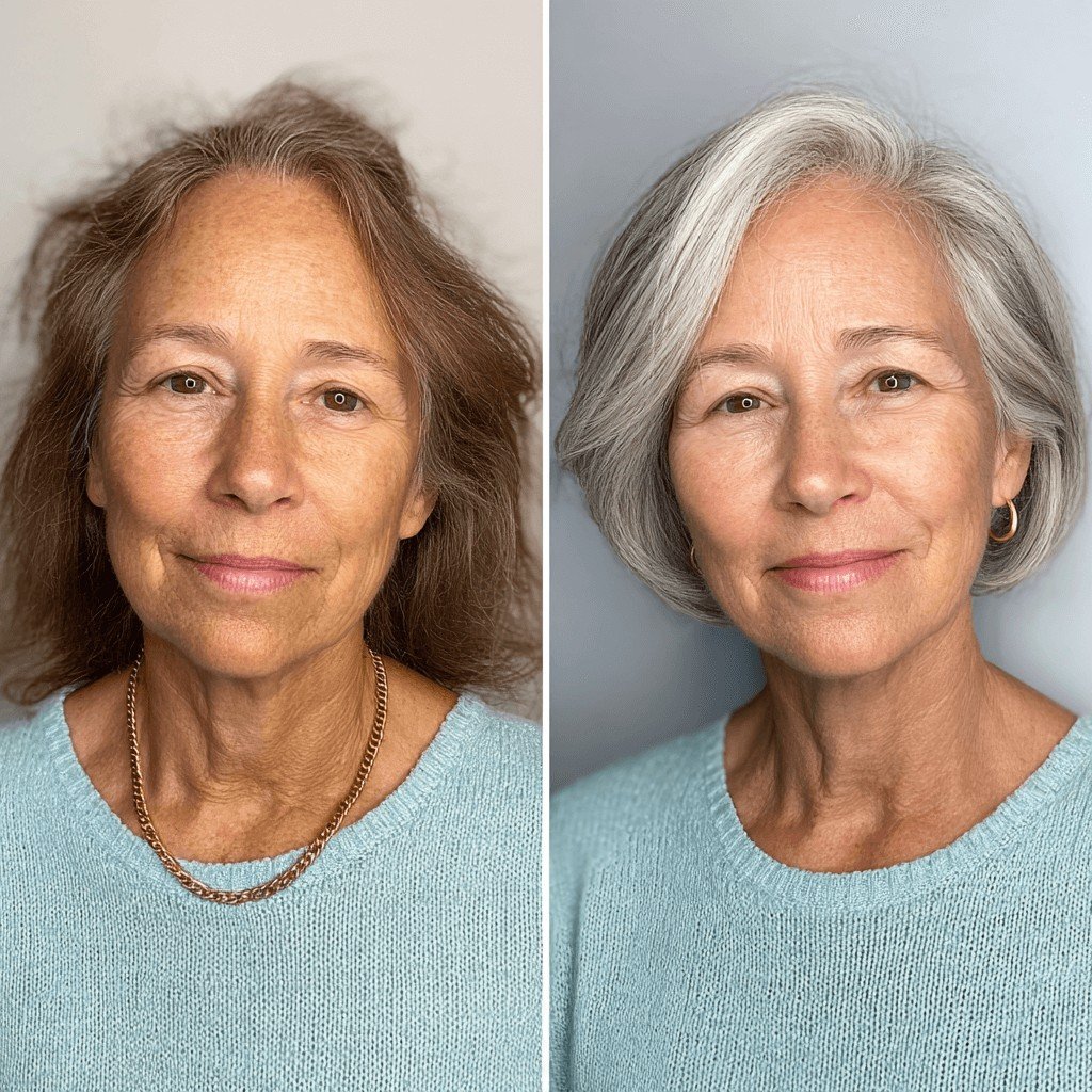 Elegant Silvery Textured Bob with Subtle Volume