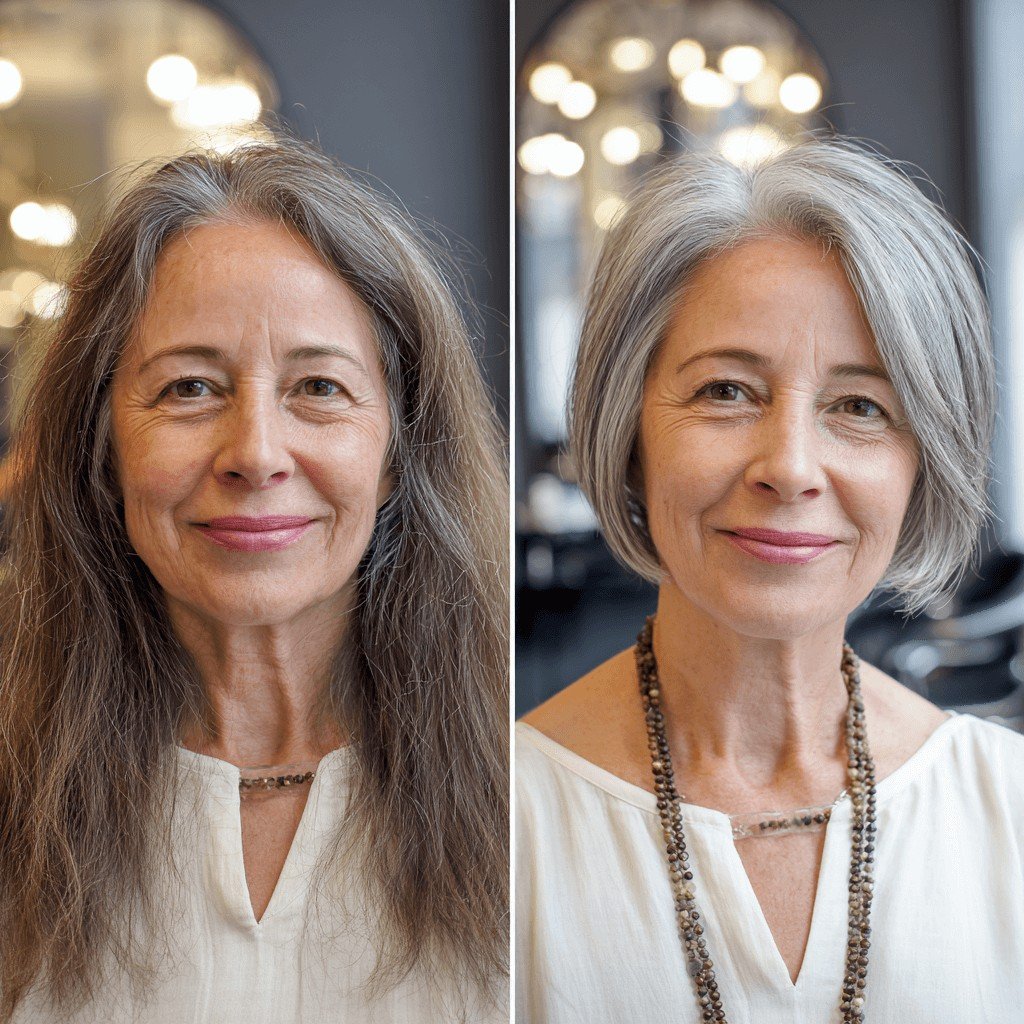 Elegant Soft Gray Bob with Subtle Layers