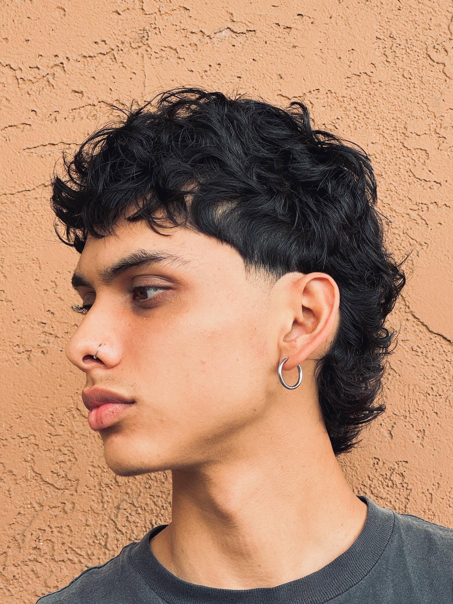 Modern Curly Mullet with Textured Layers
