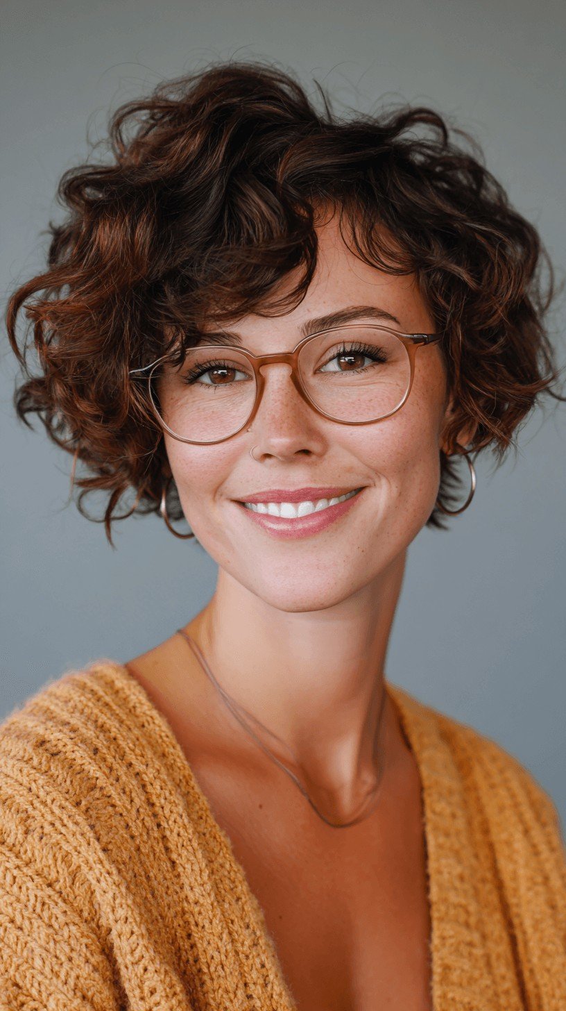 Playful Curly Crop with Textured Layers