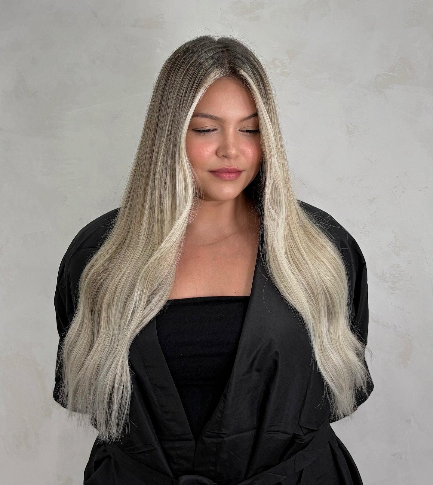 Radiant Long Layers with Icy Blonde Highlights