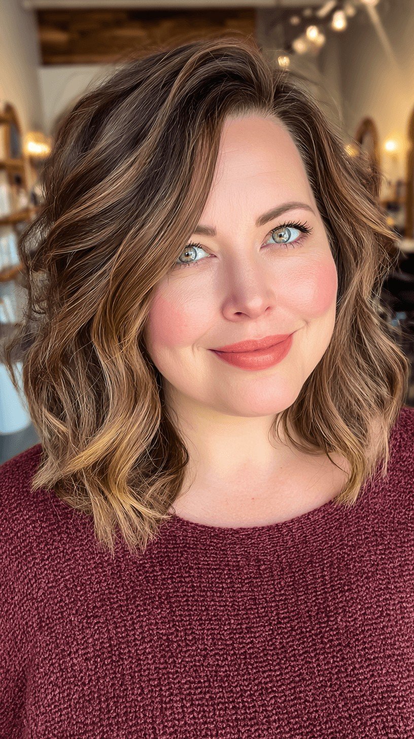 Radiant Textured Lob with Warm Highlights