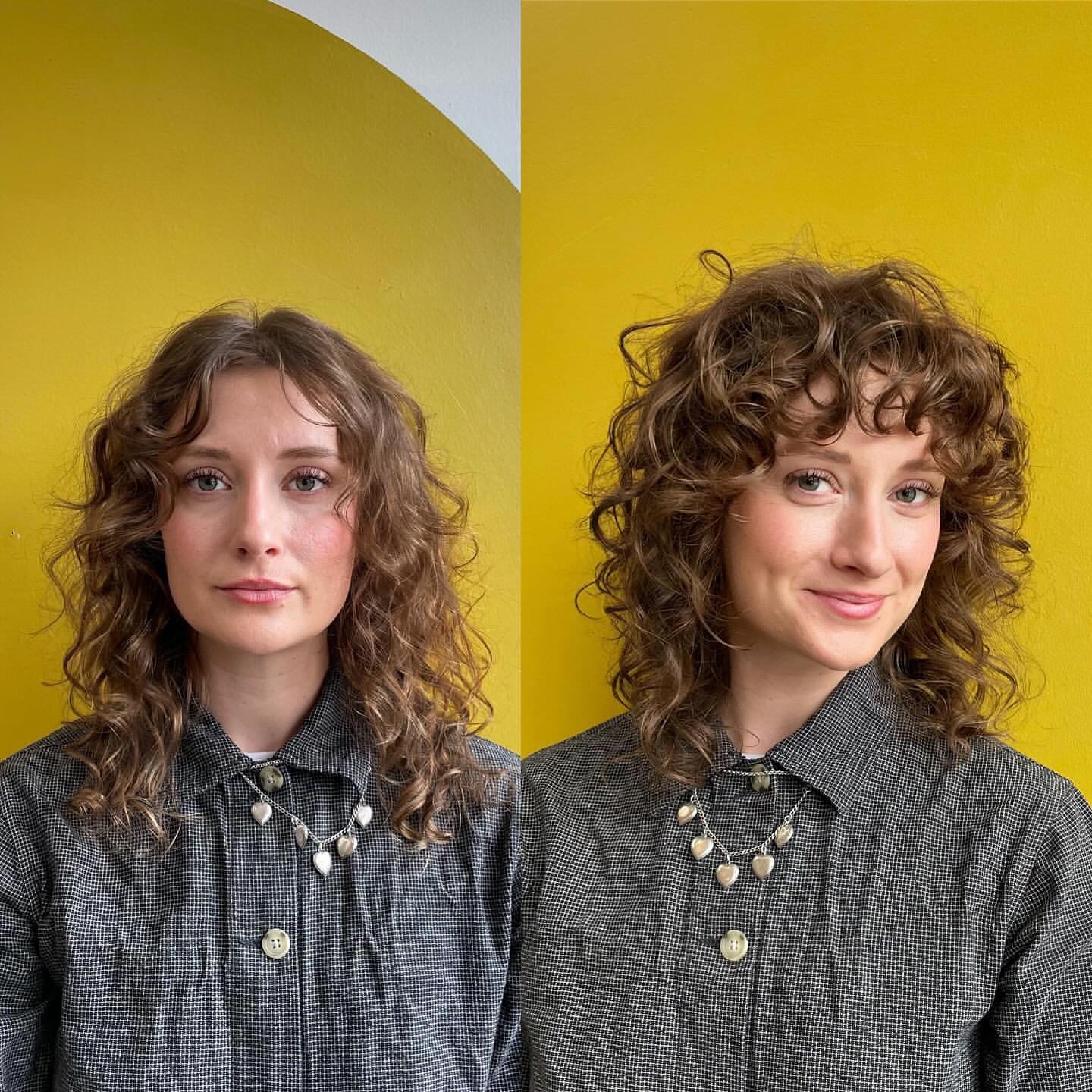 Soft Curly Cut with Playful Bangs