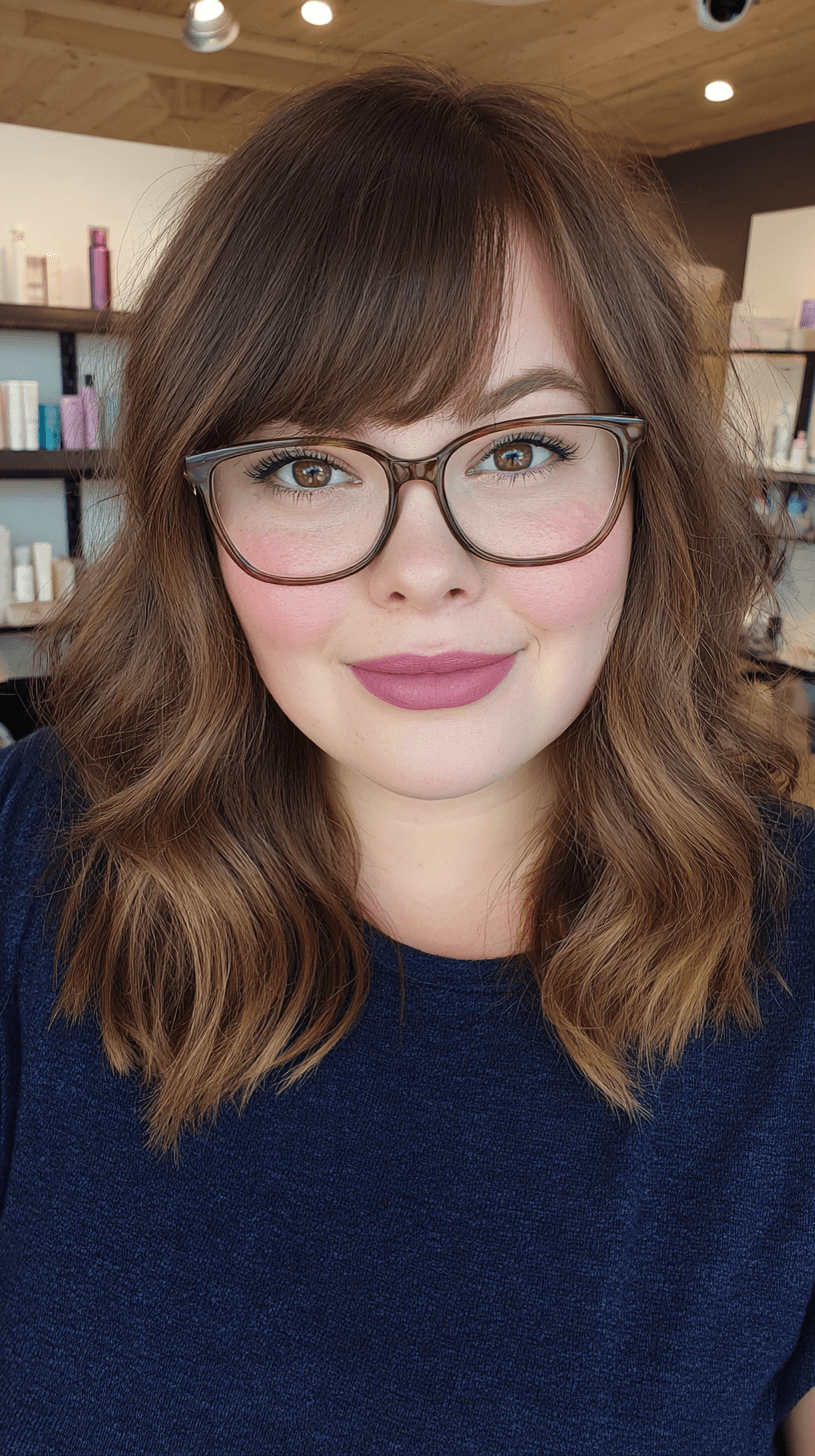 Softly Textured Long Layers with Face-Framing Bangs