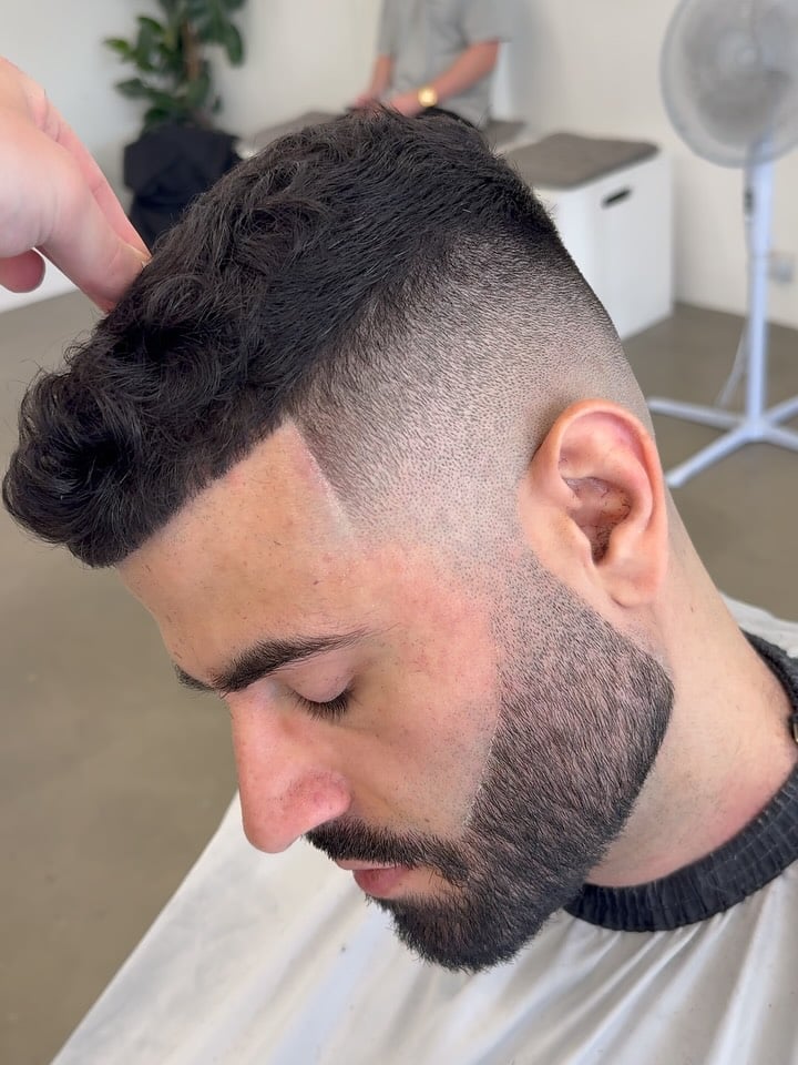 Textured Curly Top with Faded Sides