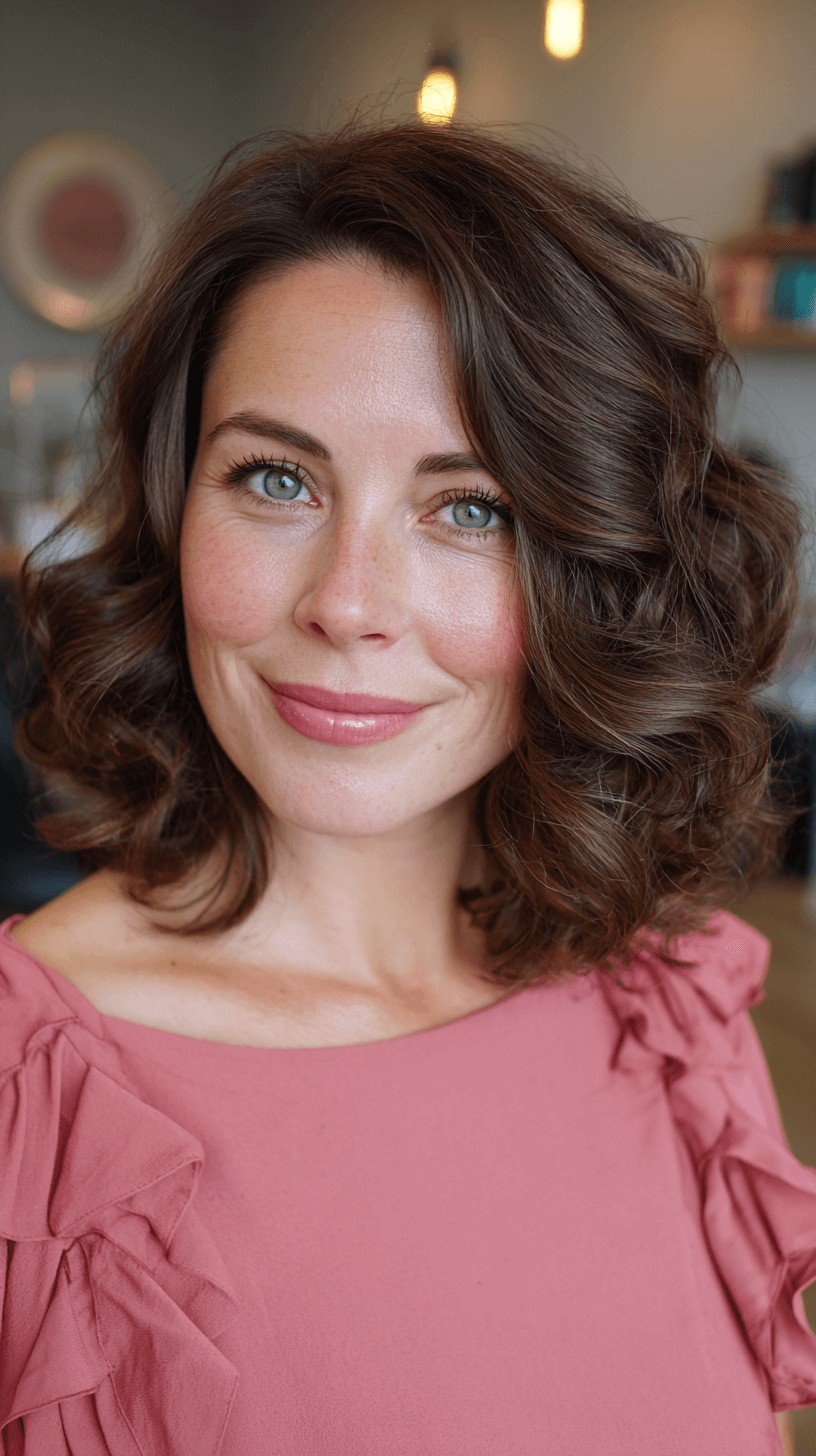 Textured Medium-Length Curls with Soft Volume