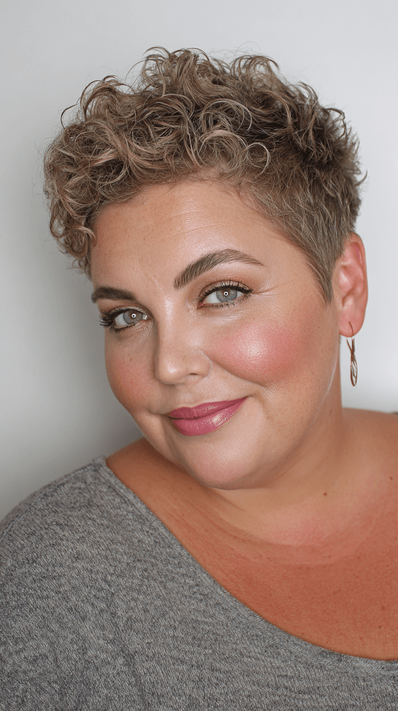 Textured Short Curly Crop with Soft Volume