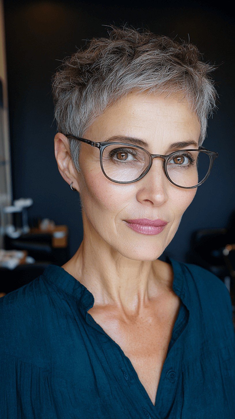 Textured Silver Pixie Cut with Soft Layers