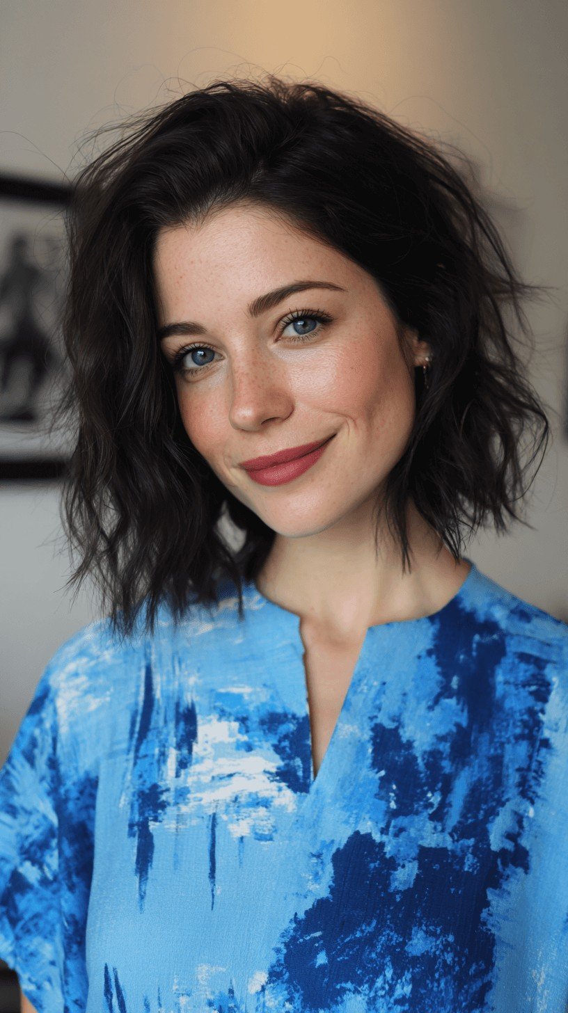 Textured Wavy Lob with Subtle Layers