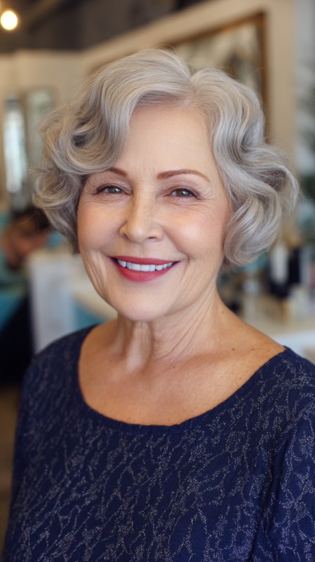 Charming Silver Tousle with Elegant Waves
