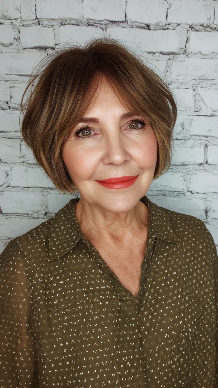 Chic Caramel Layered Short Bob