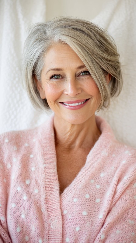 Chic Silver Sweep with Soft Waves