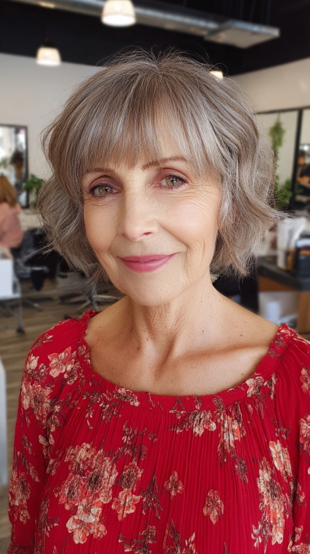 Delicate Ash Gray Layered Bob