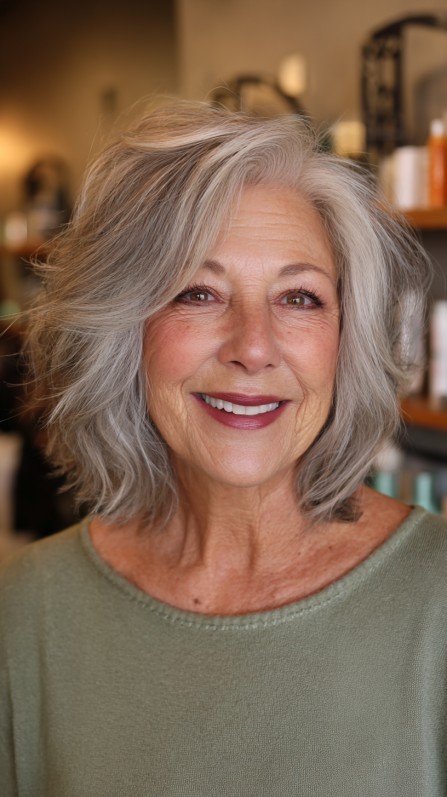 Elegant Silver Layers with Soft Waves