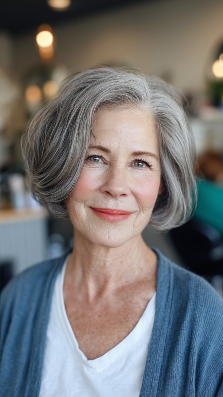 Elegant Silvery Swoop with Gentle Waves
