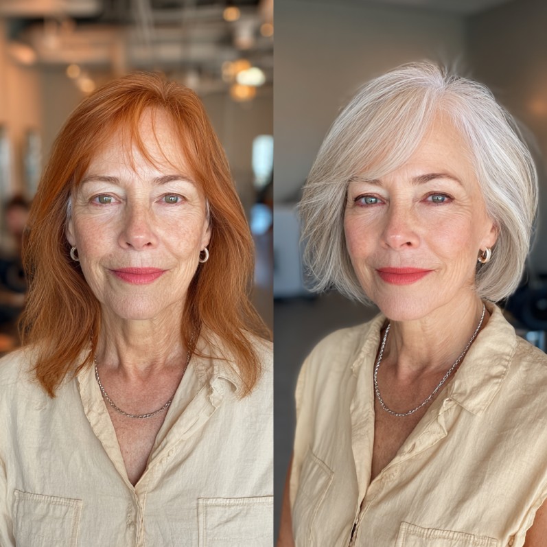 Graceful Ginger Layers Transitioning to Silver Elegance