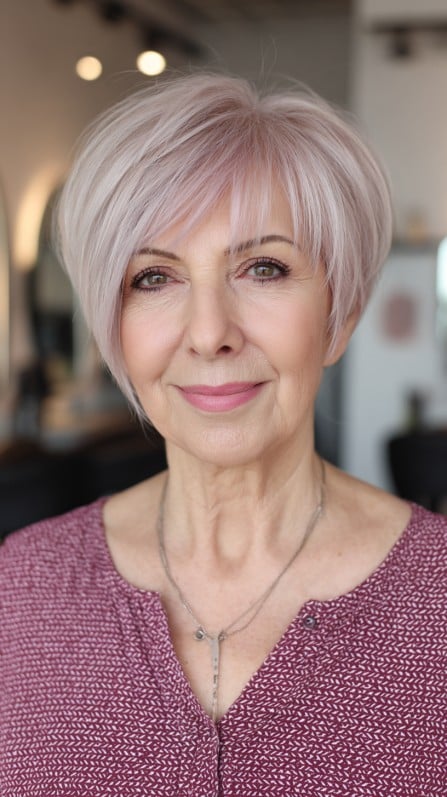 Modern Lavender Tinted Feathered Bob