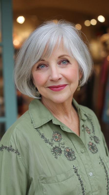 Refined Silver Sleek Bob for Graceful Aging