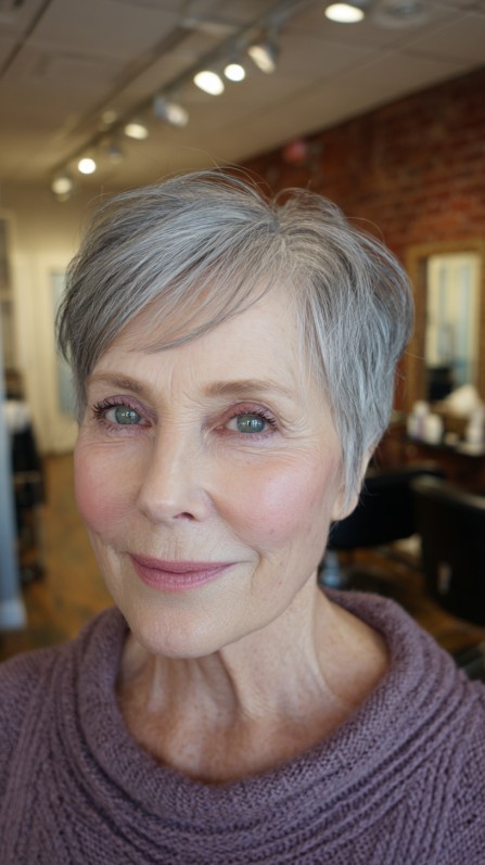 Sleek Silver Tapered Pixie for Elegant Volume