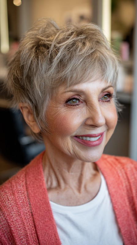 Textured Silver Pixie with Natural Highlights