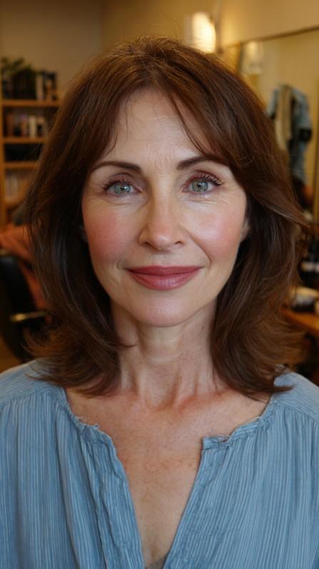 Classic Chestnut Shag with Soft Facial Framing