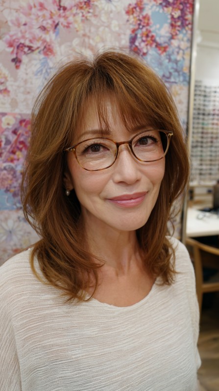 Elegant Chestnut Layers with Soft Nestling Waves