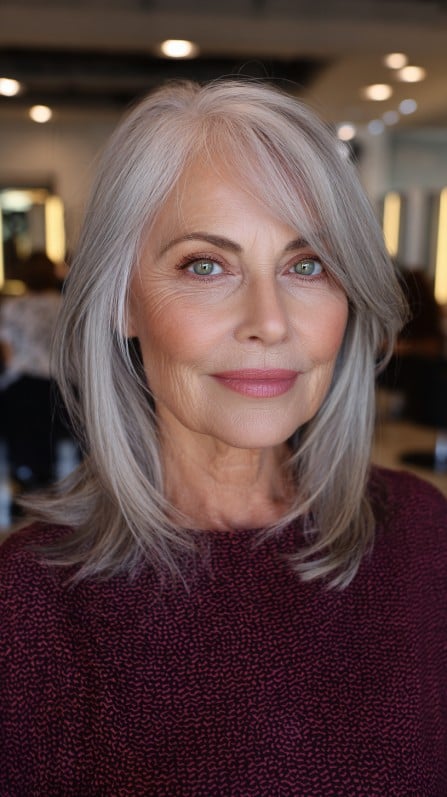 Silver Layered Bob with Soft Waves
