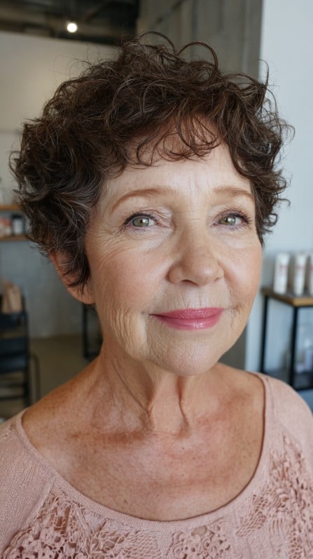 Charming Chestnut Short Curly Bob