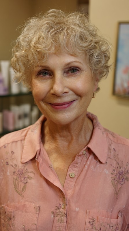 Chic Soft Curly Tapered Cut for Natural Gray Hair