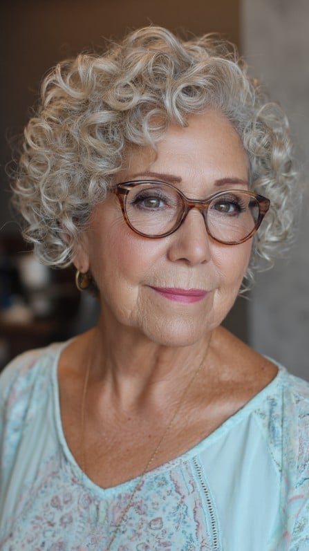 Classic Platinum Textured Curls for Graceful Aging