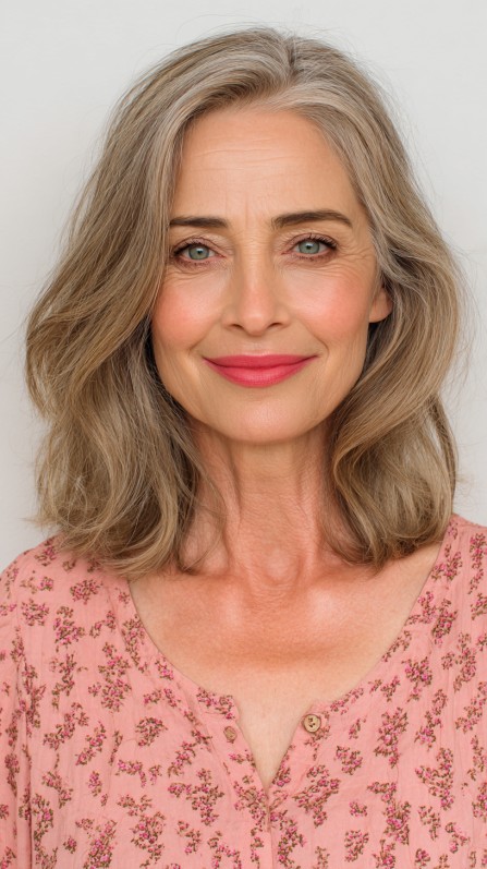 Graceful Silver Layered Cut for Maturing Hair