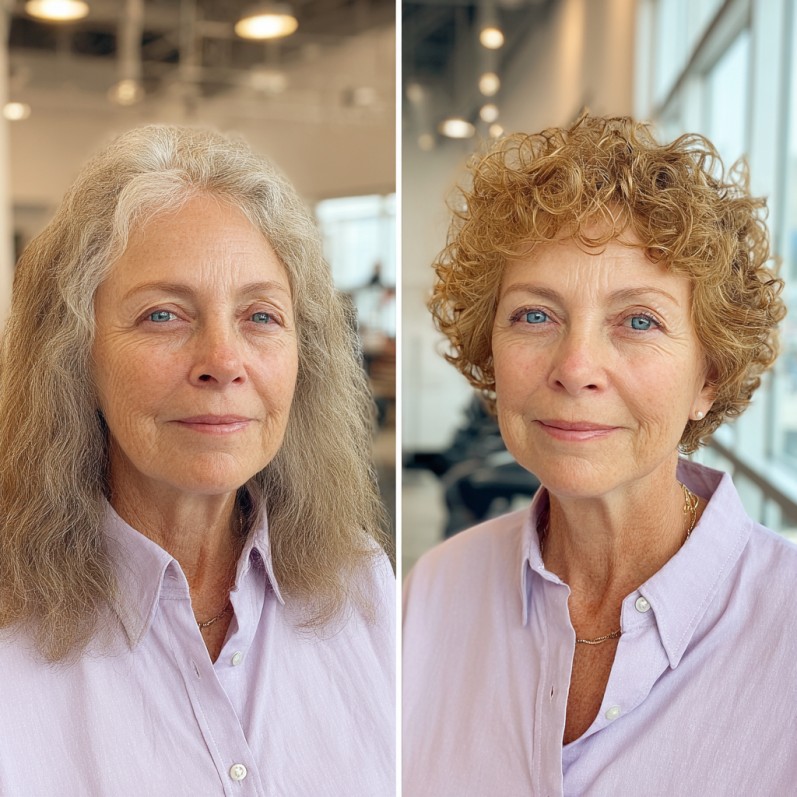 Luminous Golden Corkscrew Curls Transformation