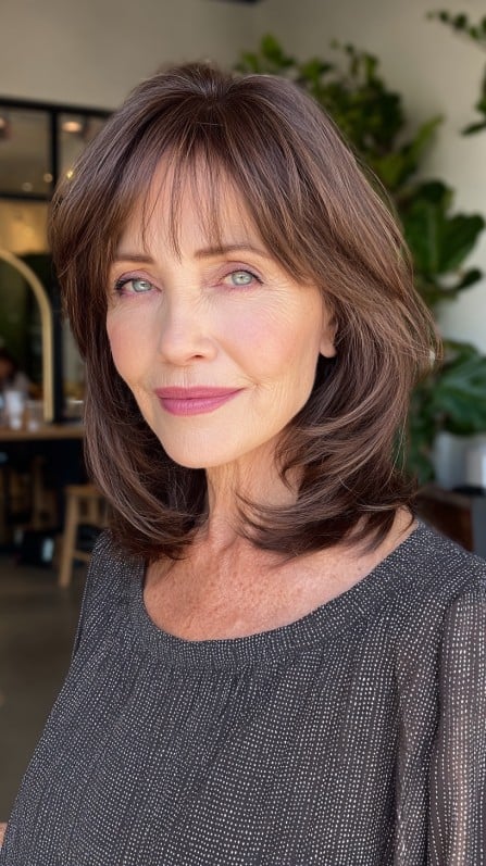 Smooth Brunette Shag with Feathered Layers