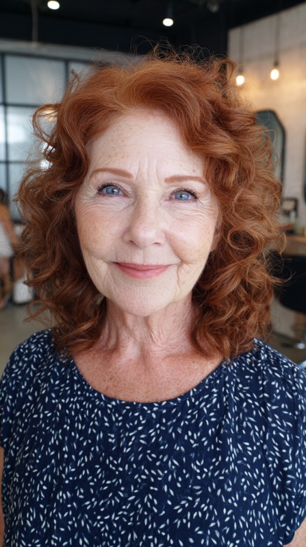 Vibrant Auburn Tousled Curls for Refined Styles