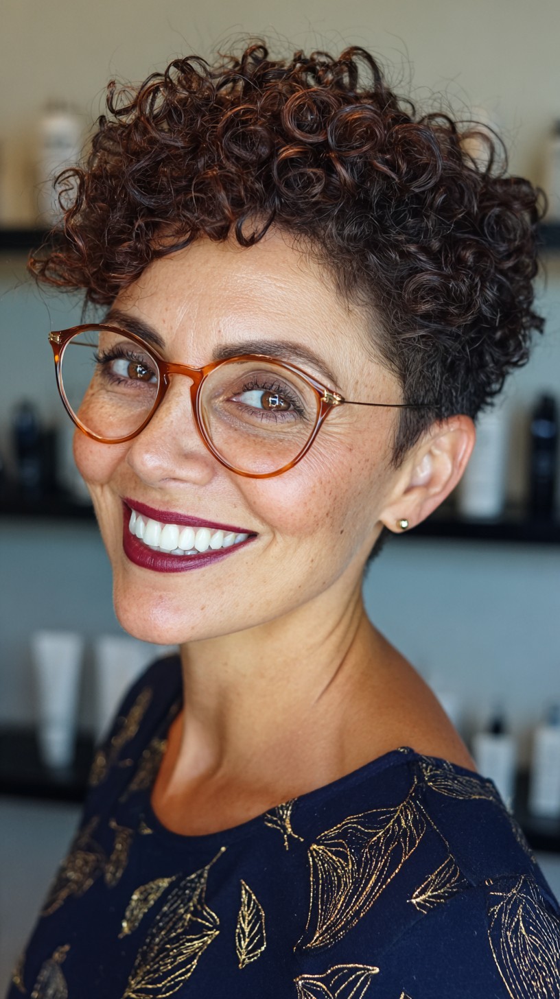 Chic Short Chestnut Curls with Defined Ringlets