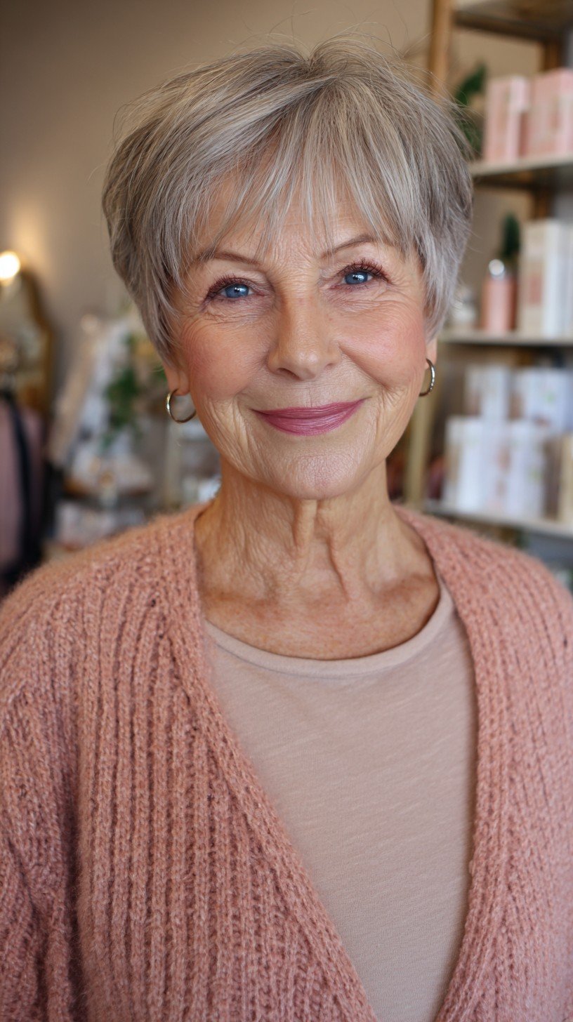 Chic Silver Layered Crop with Soft Fringe