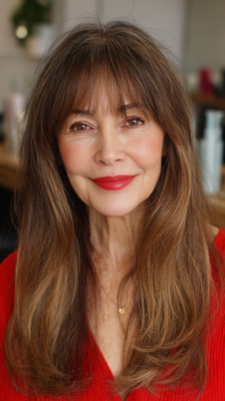Classic Caramel Tresses with Center-Part