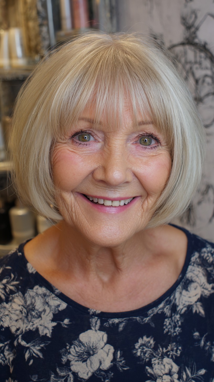 Classic Chin-Length Bob with Full Bangs