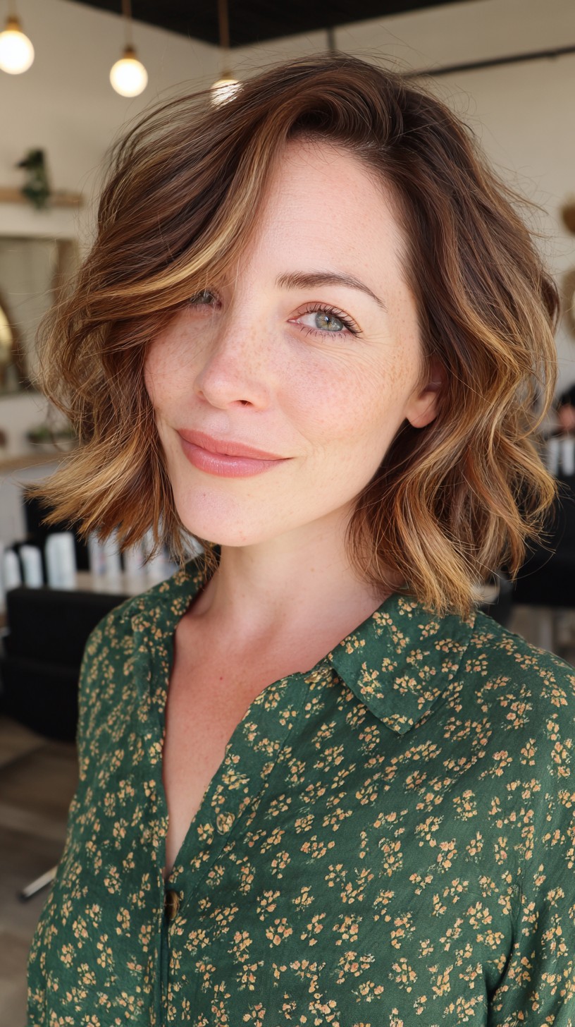 Deep Chestnut Cascade with Soft Waves