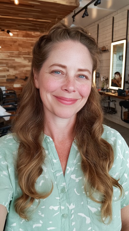 Glossy Caramel Waves with Natural Flow