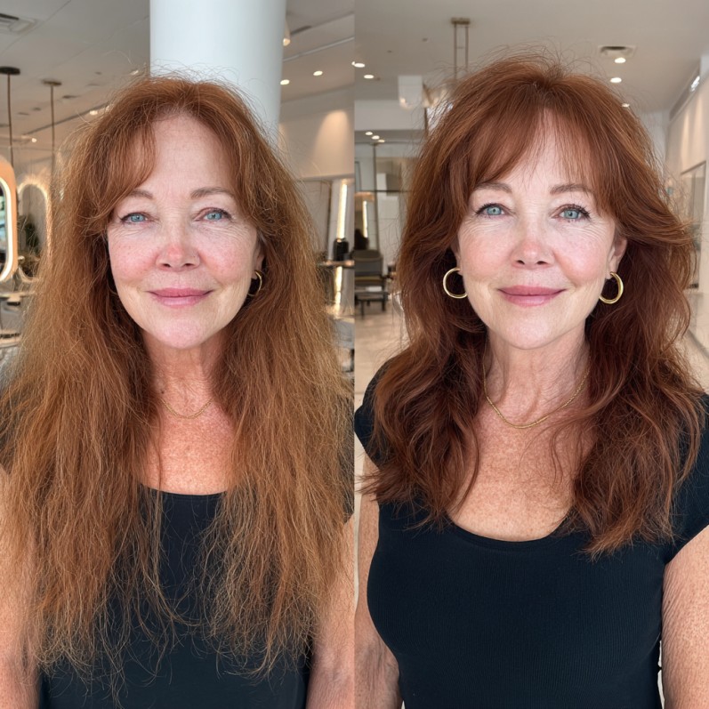 Lustrous Auburn Transition with Soft Layers